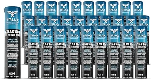 TRIAX Atlas 600 - Full Synthetic Grease - Ultra Duty - All 5th Wheel, Bearings, Joints, Pivots, Bolts - Super Adhesive - Marine - Wide Temp Range -40 F to 450 F - 14 oz Tube (Pack of 30)
