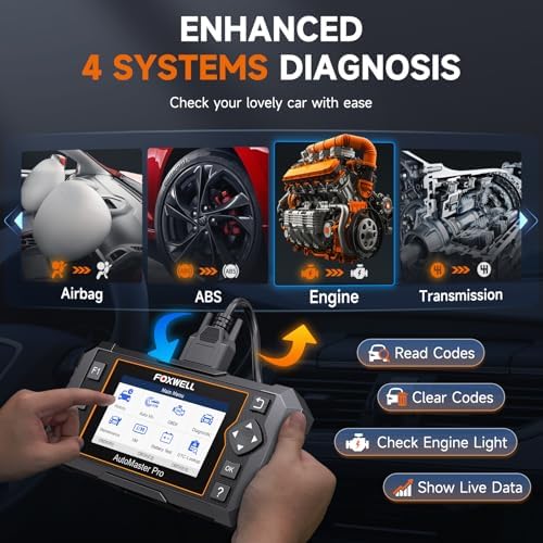 FOXWELL NT614 Elite OBD2 Scanner 4 System Code Reader Scan Engine ABS SRS Transmission, 5 Resets Oil/EPB/ABS Bleeding/SAS/Throttle Live Data, Auto VIN, WiFi Updates Car Diagnostic Tool for DIY & Pros