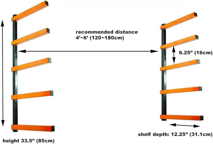 KF1005 Lumber Storage Rack 5-Level System 110lbs (50kg) per Level Lumber Rack with Durable Sheet Metal Screws