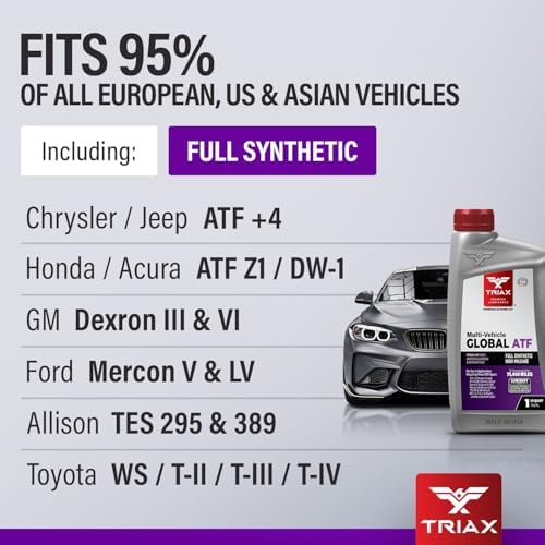 TRIAX Multi-Vehicle Global ATF Full Synthetic | Compatible with Honda DW-1, Dexron III & VI, Mercon V, Nissan Matic, ATF +4, TES 295 & More | OEM Grade Automatic Transmission Fluid (6 Quart Pack)
