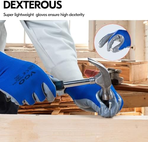Vgo... 10Pairs Non-Slip Safety Work Gloves,Nitrile Coated (NT2110,XL)
