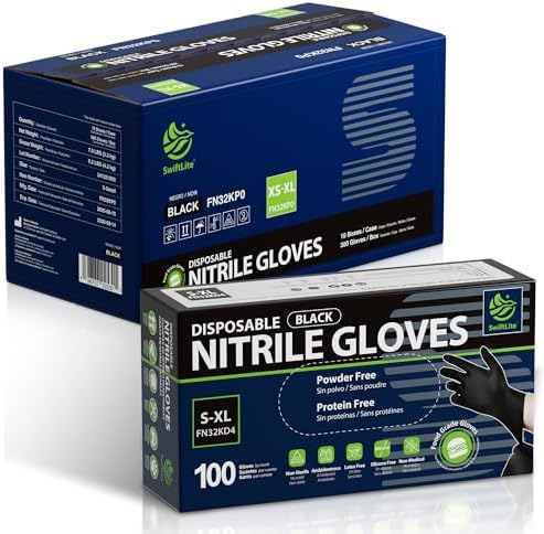 SWIFTLITE Nitrile Gloves Disposable Latex Free, Black