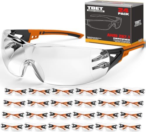 TBET Clear Safety Glasses Bulk for Men, ANSI Z87.1& UV Protection Glasses