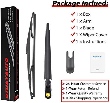 OTUAYAUTO 28780EL000 Rear Wiper Arm Blade Set - Replacement for 2007-2012 Nissan Versa