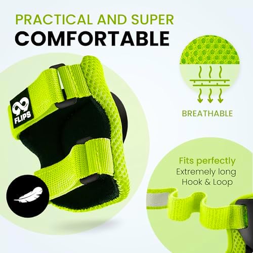 99FLIPS Knee Pads for Kids 3-12 Years [6pc] - Skating Protective Gear