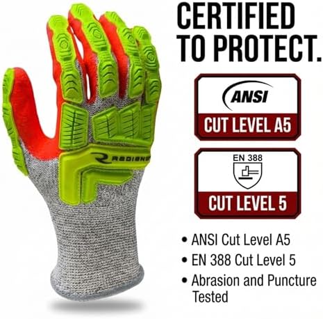 Radians RWG603 Cut Protection Sandy Foam Nitrile Coated Glove, Cut Protection Level A5