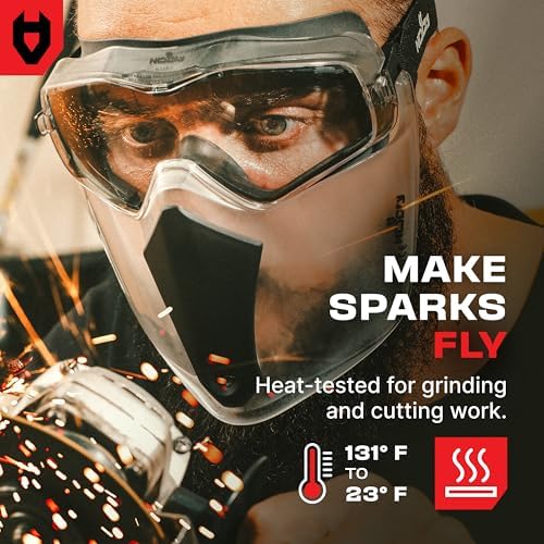 NoCry Safety Face Shield Mask for Work with Premium Anti Fog and Anti Scratch Technology — Durable ANSI Z87+ Certified Grinding Face Shield with Extreme Impact Resistance