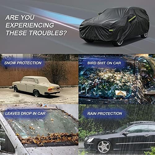 KouKou Waterproof SUV Car Cover Suitable for VW Atlas Cross Sport from 2020 to 2025, 7 Layers Windproof All Weather Waterproof Outdoor Cover Sun Rain UV Dust Snow Protection. Black
