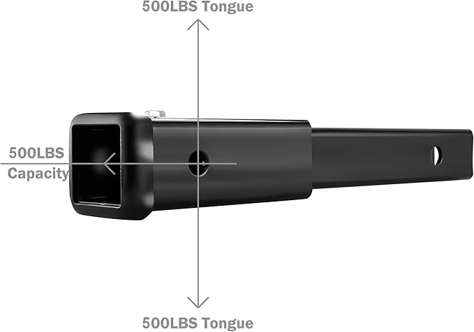 OPENROAD Trailer Hitch Extension，12 inch Hitch Extender Length for 2-inch Receiver Tube Extender,5000lbs GTW,500 lbs TW,Includes 5/8'' Hitch Pin
