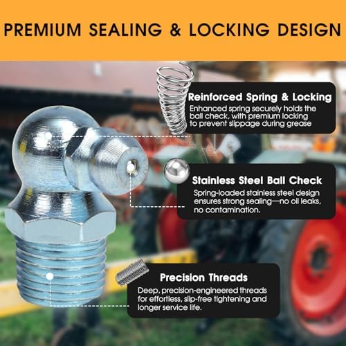 240-Piece Zerk Grease Fittings, SAE & Metric Grease Nipple Assortment
