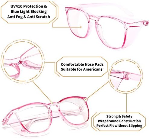 Alsenor Safety Glasses Anti Fog Goggles Protective Eyewear Blue Light Blocking Anti Dust UV Protection Glasses For Men Women (Purple)
