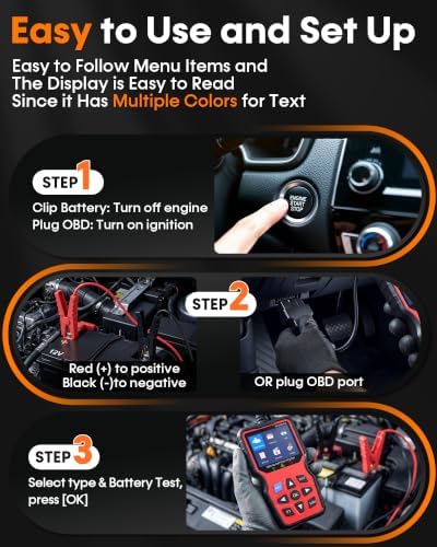 OBD2 Scanner with Battery Tester, Accurate Check Engine Code Reader