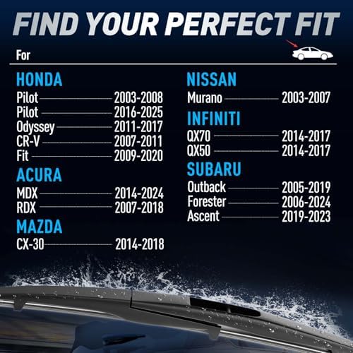 Rear Wipers for Honda CR-V 2007-2011/ Acura MDX 2014-2024