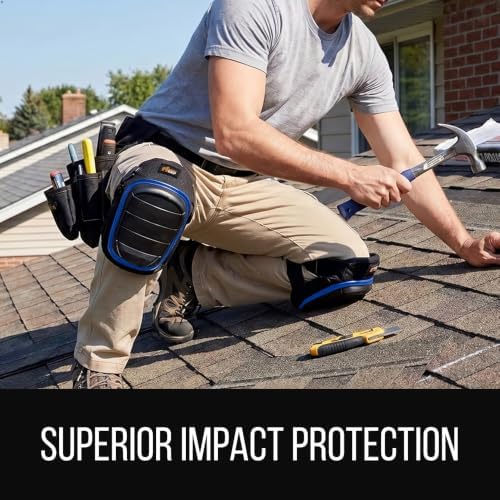 GORILLA GRIP® Knee Pads for Work, Gel Cushion Soft Foam for Men Blue