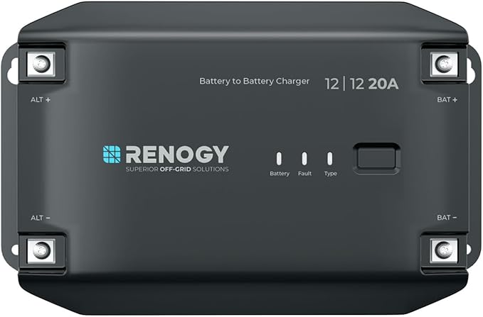 12V 20A DC-DC Battery Charger with LiFePO4 Activation, Waterproof Smart Battery Charger Compatibility with Flooded, Gel, AGM, and Lithium Batteries for RV Marine Truck All Weather
