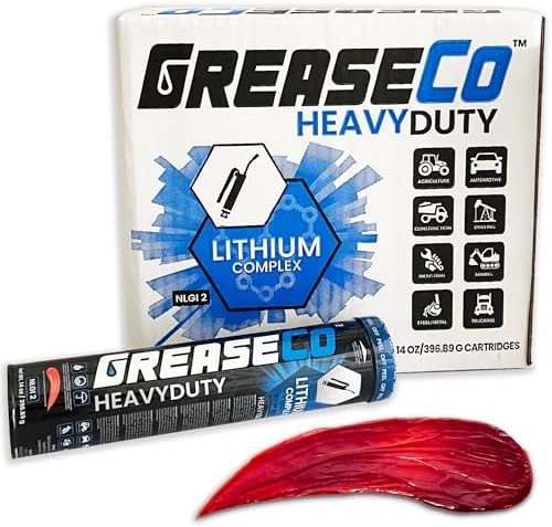 Premium Red & Tacky Grease Tube (10-Pack Case of Cartridges) Lithium Complex NLGI 2 EP for Grease Gun | High Temp Wheel Bearing Lubricant | Tractor Automotive Axle CV Trailer Ball Hitch | HeavyDuty