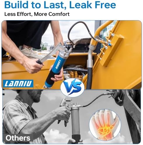 Lever Grease Gun Kit: 0.53" Coupler, 90° Adapter & 18" Flex Hose