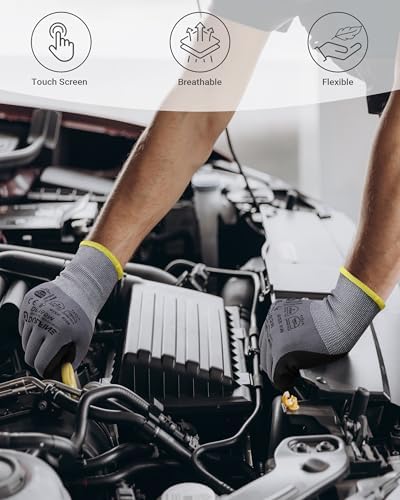 DULFINE Touchscreen 6 Pairs Pack Work Gloves for Men and Women