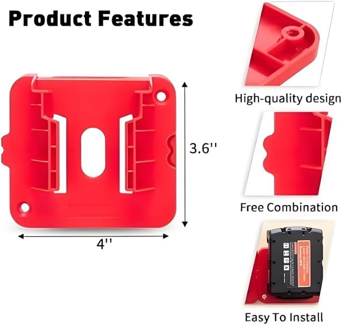 Tool Holders and Battery Holder for Milwaukee M18 18V bandsaw bracket 5pc Wall Mount mounting plate Hanger Battery 5pc Drill Tool Storage Shelf with Screws