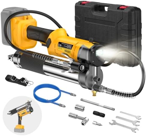 CRESTWAVE 13000 PSI Electric Grease Gun Compatible with DeWalt 20V Battery, 2-in-1 Cordless Grease Gun, 2 x 39.4 Hose, Lock-On Trigger, LED Light, 4 Couplers for Bulk & Cartridge Grease(Tool Only)