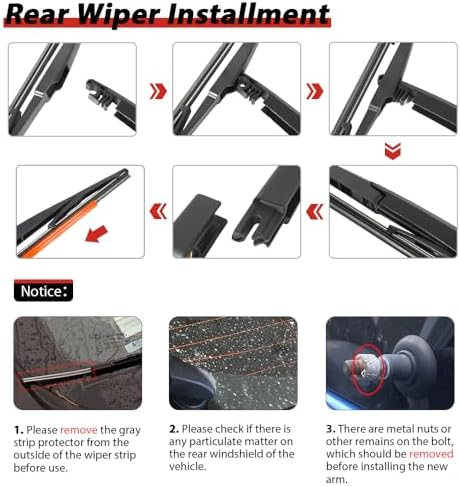 OTUAYAUTO Rear Windshield Wiper Replacement for Hyundai Tucson 2016-2021 Back Window Wiper Blade Arm Cover Kits Accessories Assembly