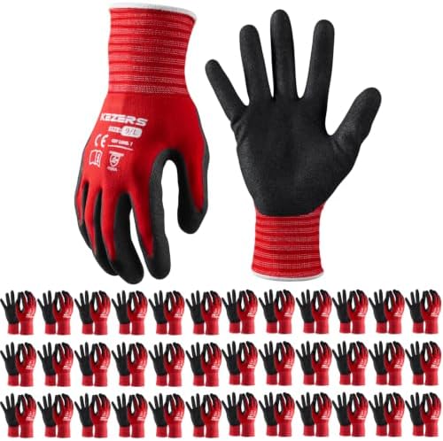KEZERS Work Gloves,MicroFoam Nitrile Coated Work Gloves for Men,Seamless Knit Nylon Gloves,Home Improvement