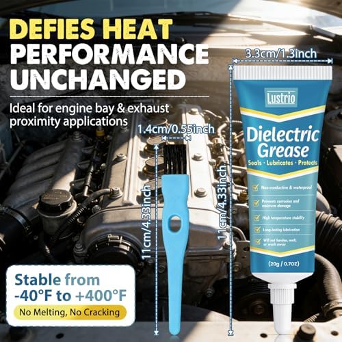Dielectric Grease for Automotive Electrical Connectors with Brush - Waterproof & Heat-Resistant Silicone Paste for Spark Plugs, Battery Terminals, O-Rings, Marine & Car Wiring (20g/0.7oz)