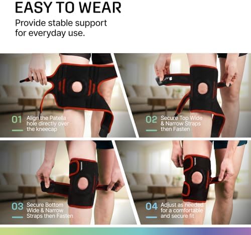 Modvel Knee Brace with Side Stabilizers & Patella Gel Pads for Pain Relief and Joint Support Breathable, Non-Slip Compression Sleeve for Men & Women, Arthritis, Meniscus, ACL Recovery