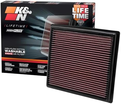 K&N High-Flow Original Lifetime Engine Air Filter: Increase Power: Premium, Washable: Compatible with 2010-2026 Toyota/Lexus/Mitsubishi/Fiat: (See Product Description for Select Models) 33-2443