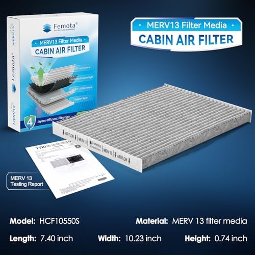 Tested MERV 13 Cabin Air Filter with Activated Carbon, CF10550 for Nissan Rogue (2008-2013), Rogue Select (2014-2015), Sentra (2007-2012).