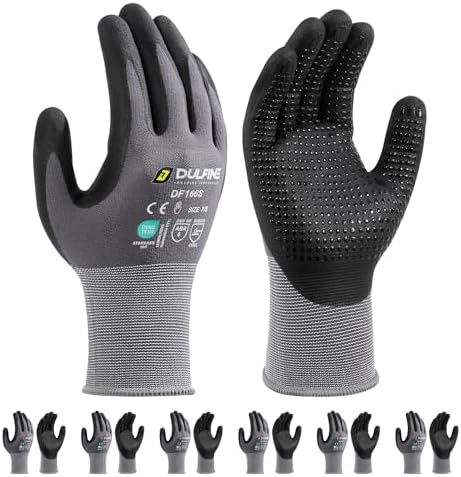 DULFINE Touchscreen 6 Pairs Pack Work Gloves for Men and Women