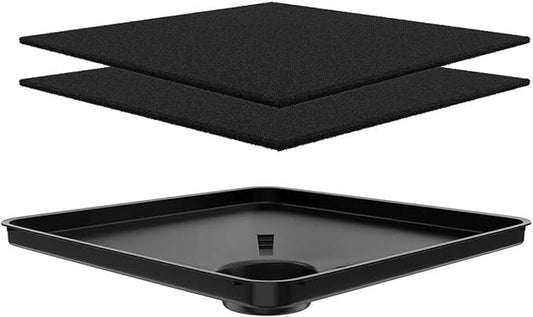 Large Square Transmission Oil Drain Pan with Splash Pads – Heavy-Duty Fluid Catch Pan Compatible with 17892/87031 / 87032 Oil Drains, Includes 2pcs 22” Anti-Splash Pads
