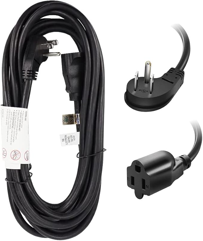 EP 25 Ft Flat Plug Extension Cord, 16 AWG 3 Prong Grounded Black Low Profile Extension Cable for Indoor