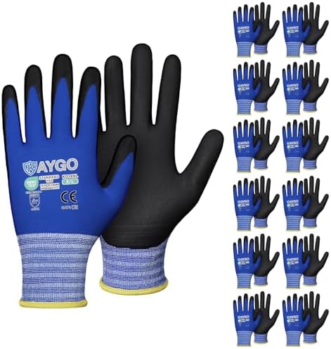 KAYGO Safety Work Gloves, MicroFoam Nitrile Coated, Men Women,KG18N