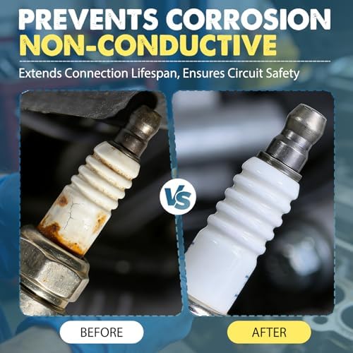 Dielectric Grease for Automotive Electrical Connectors with Brush - Waterproof & Heat-Resistant Silicone Paste for Spark Plugs, Battery Terminals, O-Rings, Marine & Car Wiring (20g/0.7oz)