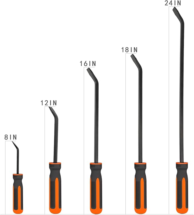 Pry Bar Set of 5 PCS, Heavy Duty Pry Bar, Mechanic Hand Tools, Crowbar with Thicker Strike Cap Handle