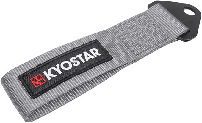 Kyostar Universal Racing Tow Strap for Front or Rear Bumper Towing Hooks, High Strength Tow Straps, Upgrade Version (Gray)