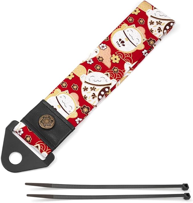 RASTP Racing Tow Strap, Car Modification Sports Trailer Belt Fit for Front or Rear Front Bumper Decorative (Lucky Cat Red)