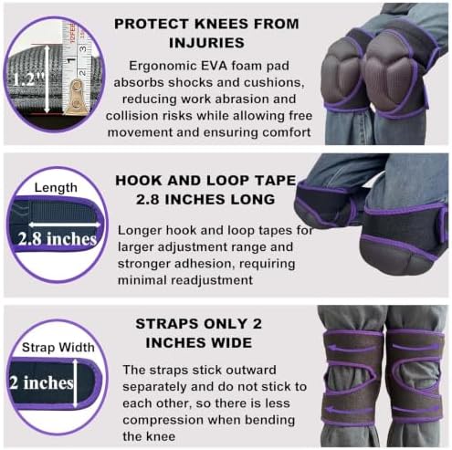 Knee Pads for Women Men, Adjustable Knee Cushions, Purple M (1 Pair)