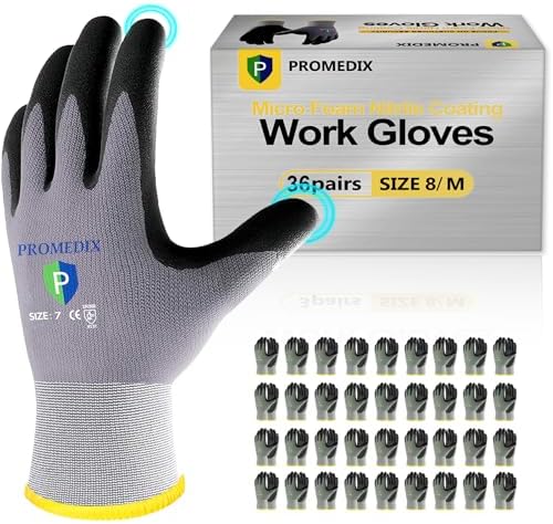 PROMEDIX P Nitrile Coated Work Gloves,MicroFoam Safety Work Gloves Men,Seamless Knit Nylon&spandex Gloves with Grip
