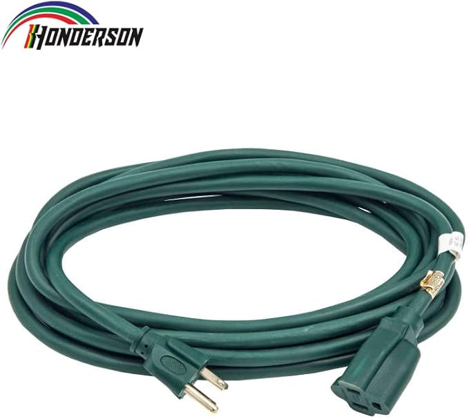 25FT Outdoor Extension Cord-16/3 SJTW Durable Green Extension Cable with 3 Prong Grounded Plug for Safety,Great for Outside Christmas Decorations