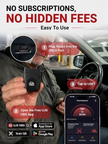 Rocco OBD2 Scanner Bluetooth for iOS & Android, No Subscription(Black)