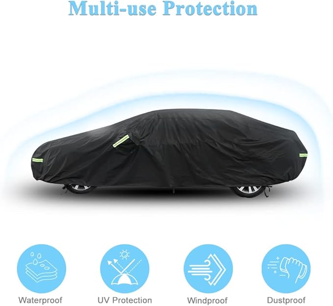 Car Cover Custom Fit for Honda Accord, Waterproof All Weather Full Exterior Cover Rain Snow UV Protection Cover with Door Zipper