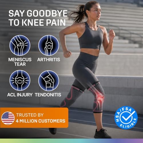 Modvel 2 Pack Knee Brace for Women - Knee Support for Walking, Knee Compression Sleeves for Pain Relief, Knee Sleeves for Women, Knee Brace for Sports, Workouts & Arthritis