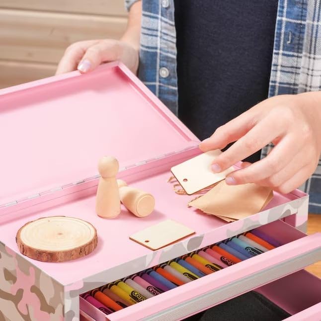 Mini 10.83-in W x 5.91-in H x 5.91-in D 2-Drawer Steel Tool Box Camo Pink, 2 Drawer
