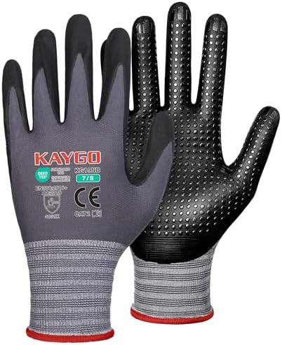 KAYGO MicroFoam Nitrile Coated Work Gloves, Non-Slip Micro-Dots, KG19N