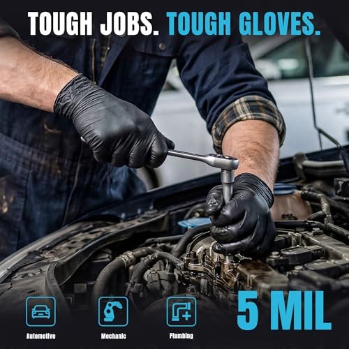 Nitrile Gloves 5 Mil Disposable Latex Black Nitrile Gloves Large