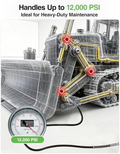 48-Inch Grease Gun Replacement Hose for M-12, M-18, 12000 PSI High-Pressure