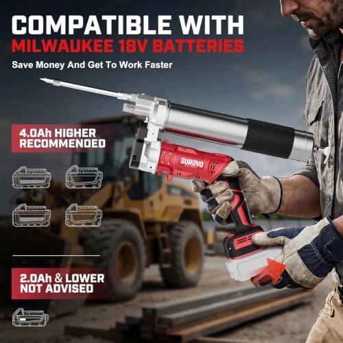 Cordless Grease Gun Compatible with Milwaukee 18V Battery (Bare Tool)