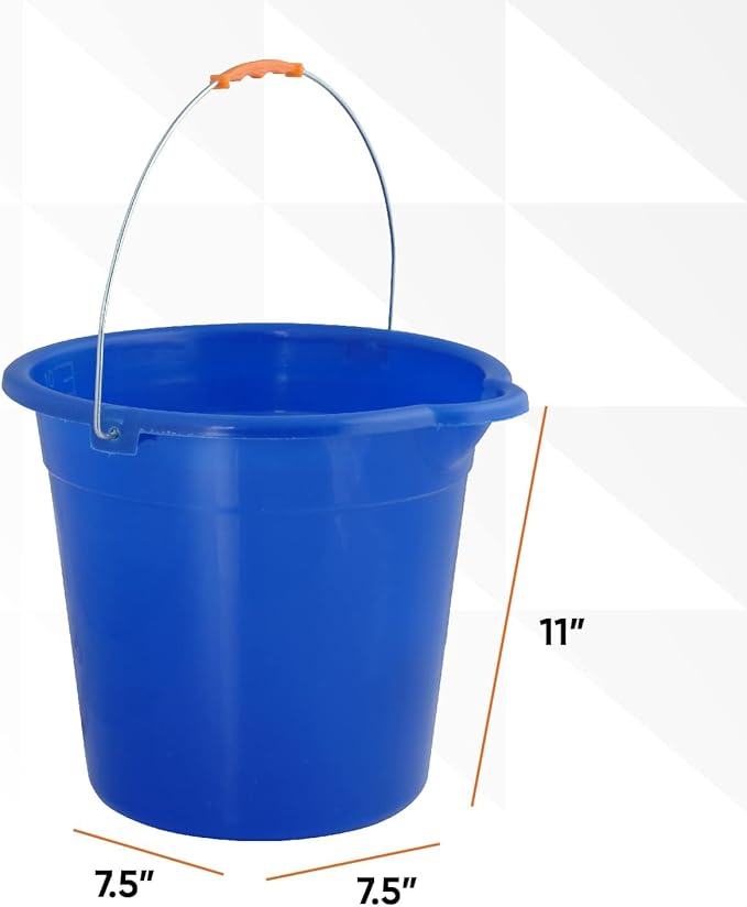 Superio Plastic 2 Gallon Bucket for Cleaning - Car Wash Bucket with Grip Handle - Royal Blue Small Durable Pail for Fishing, Mopping, Cleaning Camping - 10 Liter 4 Pack